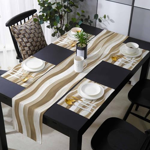 Brown Ombre Table Runner and Placemats for Dining Table, Burlap Coffee