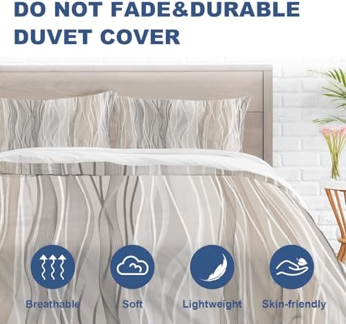 Batmerry Abstract Neutral Tones Full Size 100% Cotton Duvet Cover
