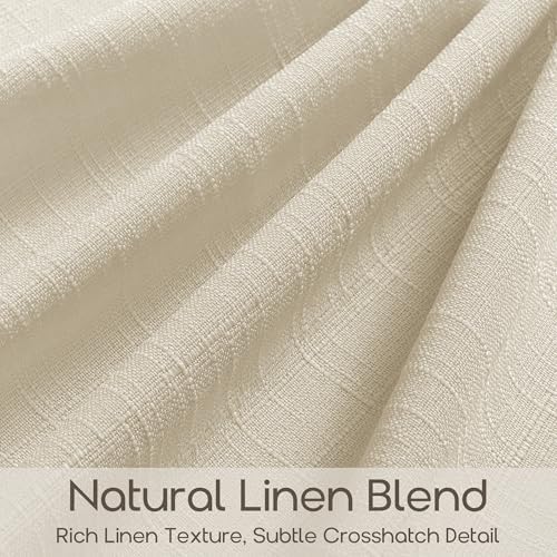 TWODRAPES Cream Pinch Pleat Linen Light Filtering Curtains 63 Inches