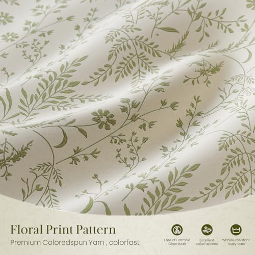 Rinwoc Vintage Leaf and Floral Print Blackout Curtains Set of 2 Panels