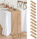 12 Pack Beige Cheesecloth Table Runner 17x108 Inch Boho Wrinkled Sheer