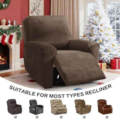 MAXIJIN 4-Piece Recliner Chair Covers, Dark Coffee