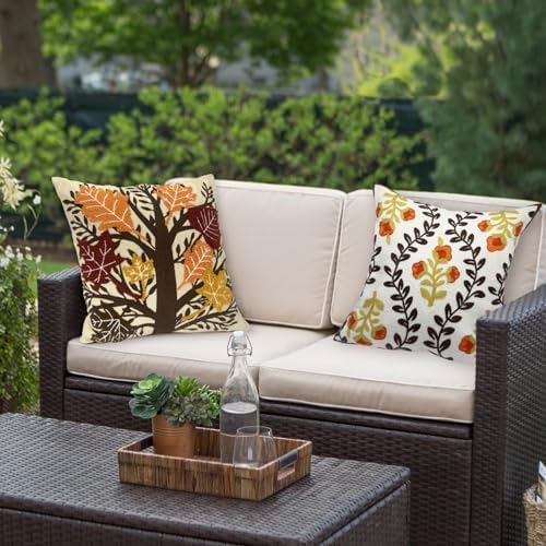 Alysheer Embroidered Decorative Throw Pillow Cover 18"x 18",1pc Maple
