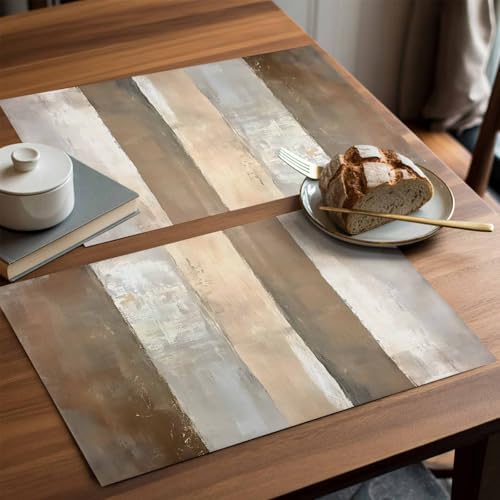Placemats Set of 8, Rustic Wood Barn Woven Placemat, Linen Place Mats
