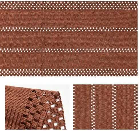 Artoid Mode Caramel Woven Farmhouse Hollow Table Runner 12x120 Inch