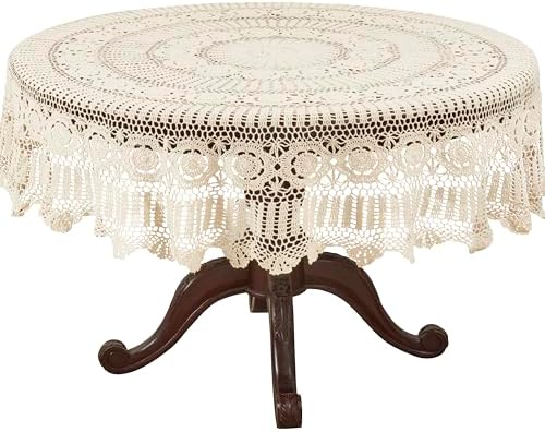 SARO LIFESTYLE Crochet Lace Tablecloth – Handmade Cotton Table Linen