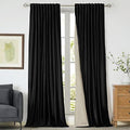 Black Blackout Velvet Curtains 72 inch for Living Room,Full Blackout