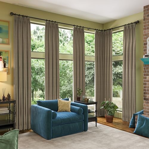 Linen Brown Room Darkening Curtains for Living Room 50 x 96 2 Panels