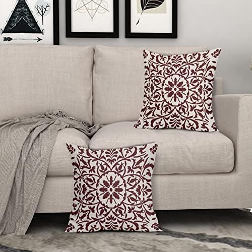 Burgundy Red Ethnic Boho Pillow Covers 18 X 18 Inch Bohemian Carpet