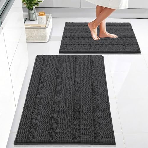 OLANLY Chenille Bathroom Rugs Sets 2 Piece, Bath Mat Set
