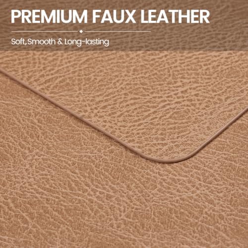 homing Faux Leather Vinyl Placemats Set of 6, Easy to Clean, Camel