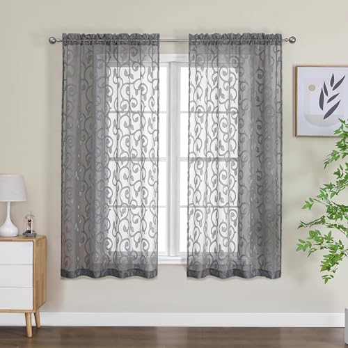 OWENIE Furman Sheer Curtains 63 inch Length for Bedroom Living Room 2