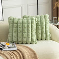 Neelvin Green Faux Fur Cozy Soft Plaid Decorative Throw Pillow Covers