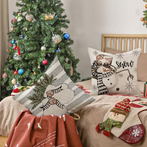 RABUSOFA Christmas Pillow Covers 20x20 Inch Set of 4 Indoor Outdoor