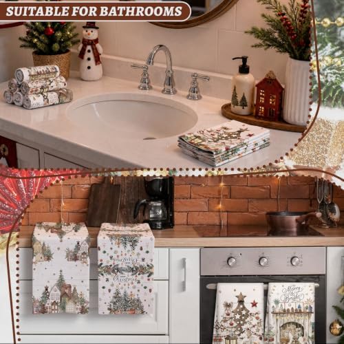 Breling 6 Pack Christmas Kitchen Towels Winter Neutral 14 X 21 Inch