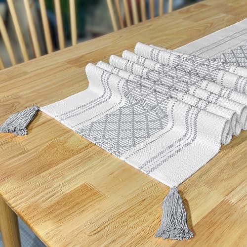 Boho Table Runner for Home Decor Cafe with Tassels Farmhouse Rustic