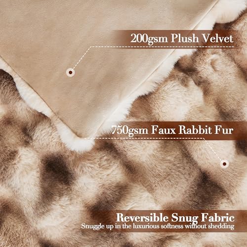 VFROO Ultra Plush Bubble Faux Rabbit Fur Blanket – 950GSM Thick Fluffy