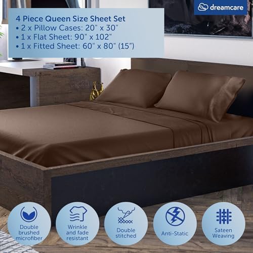 DREAMCARE Queen Sheet Set - Queen - Mocha Brown