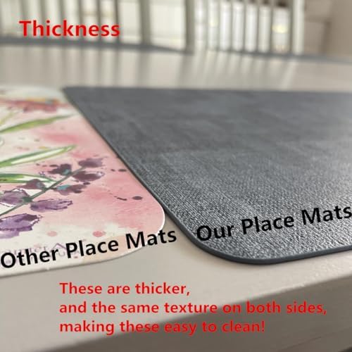 Place Mats Set of 6, Faux Leather Placemats Waterproof Oilproof, Stain