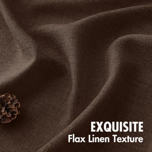 MIULEE Faux Linen Curtains 96 Inch Length 2 Panels Natural Semi Sheer