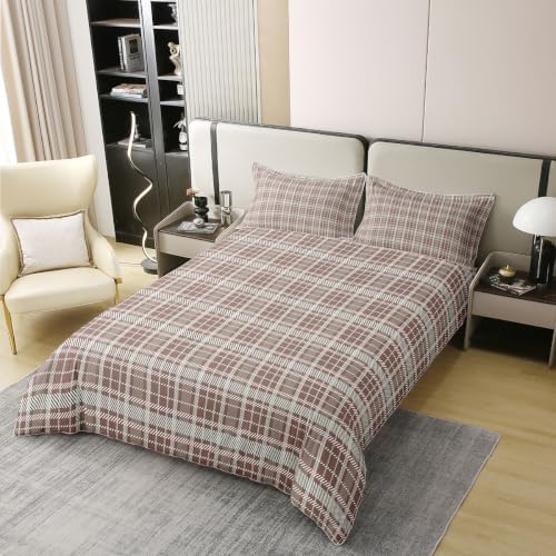 Homewish Buffalo Plaid Girls Bedding Set Twin Size 100% Cotton