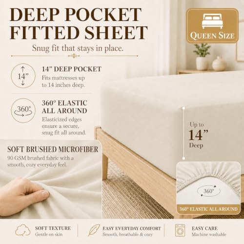 CozyLux Queen Comforter Set Beige - 7 Pieces Vertical Quilted Bed in a