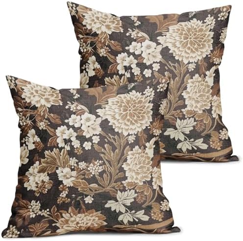 Vintage Floral Pillow Covers 22X22 Inch Set of 2 Boho White Flower