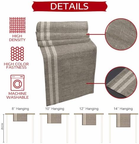 Flax Gray Table Runner 72 inches Long Oatmeal Beige Woven Fabric