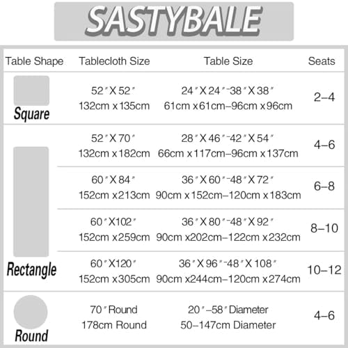 SASTYBALE Rectangle Table Cloth Textured, 60" x 120", Grey