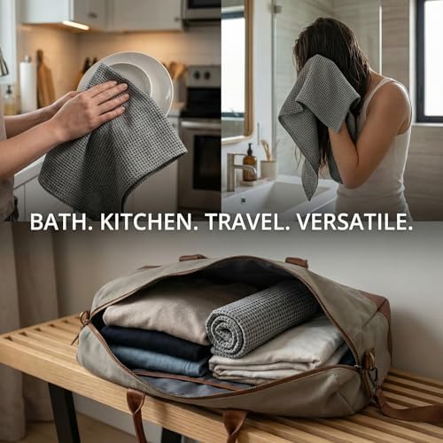 100% Linen Hand Towels 2-Pack - 14x28-inch Thin Waffle Weave