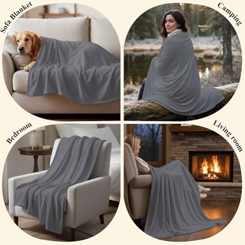 Pure Color Light Gray Flannel Throw Blanket Fleece Blankets,Minimalist