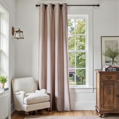 jinchan Linen Textured Room Darkening Curtain 84 Inch Long for Living