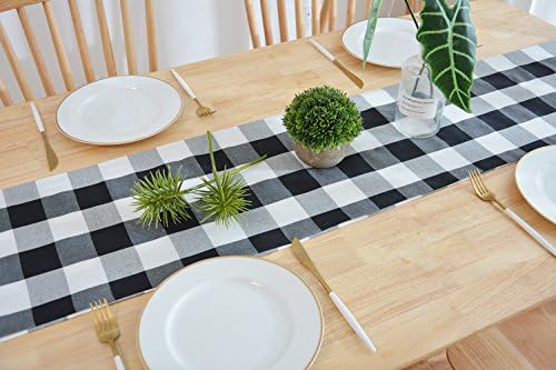 100% Cotton Black & White 2 Piece Fabric in 1 Buffalo Check Farmhouse