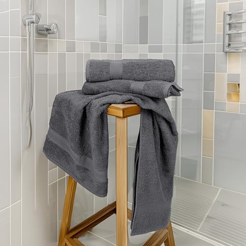 TEXCRAFT Large Bath Towels Set of 6 – 100% Cotton Terry – 24" x 50"