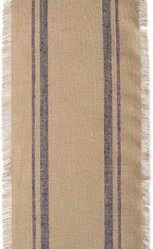 DII Jute Burlap Table Runner, 14x72, Double Border Blue, Farmhouse
