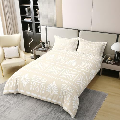 jejeloiu Bohemian Geometric Duvet Cover 100% Cotton Queen Size Boys