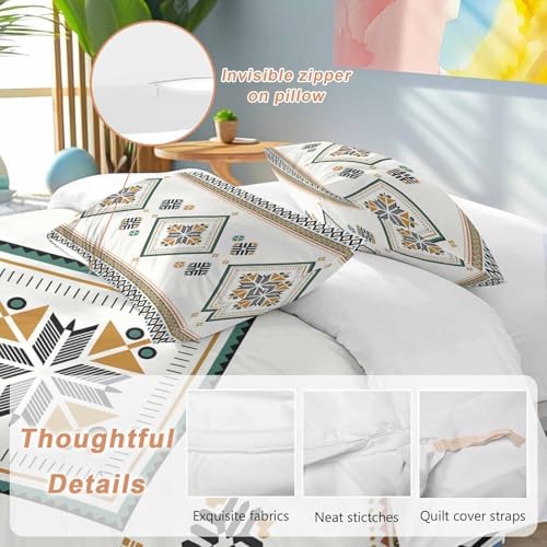 Beige Boho Bedding Duvet Cover Queen Size - 1 Quilt Cover 90x90 Inches