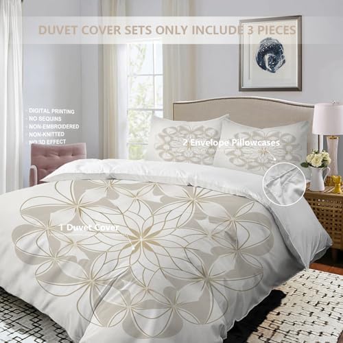 Floral Pattern 100% Cotton Duvet Cover Set Queen Size, Circular