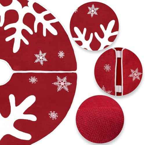 MACTING 30 Inch Red Burlap Christmas Tree Skirt