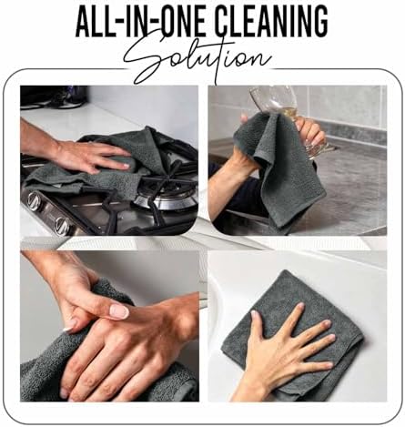 RIVERSIDE 12 Pack Washcloths Set, 12x12 inches, Gray
