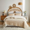 Beige Quilts Queen Size 3 Pieces Cotton Queen Quilt Set