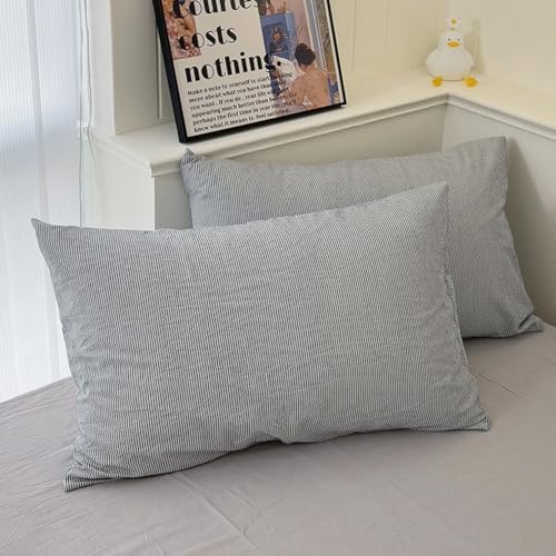 Striped Duvet Cover Set 100% Cotton,King(104"x90"),Grey Pinstripes