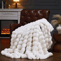 Faux Fur Throw Blanket for Couch, Fluffy Fuzzy Plush Bubble Blanket