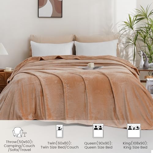 Fleece Blanket King Size, Silky Flannel Fuzzy Blankets for All Season