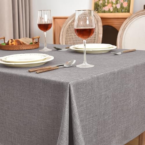Fitable 2 Pack Stone Faux Linen Tablecloths Rectangle 60x120 Inch