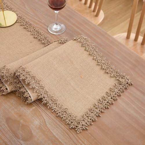 LIGICKY Natural Burlap Table Runners 72 Inches Long Farmhouse Rustic