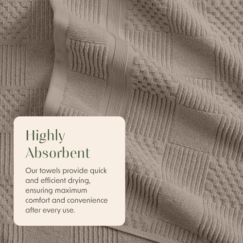 Springtree Home 100% Cotton Bath Towel Set | 4-Pack | Textured | Brown