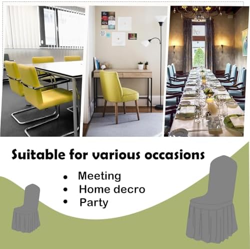 Qubjus 4 Pack Stretch Spandex Dining Chair Covers with Skirt