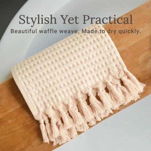 GILDEN TREE Decorative Waffle Hand Towels for Bathroom, 2 Pack (Cream)