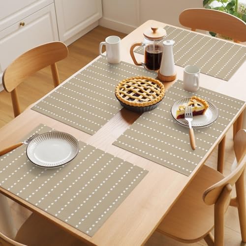 Round Placemats Set of 8 Neutral Sandy Place Mats Rustic Minimalist
